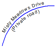 Street name along a curve