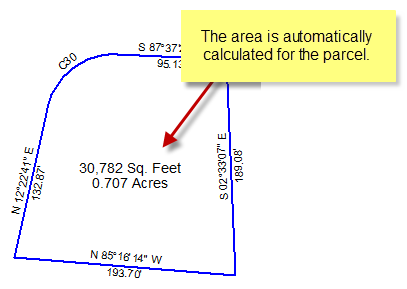 Area is automatically calculated