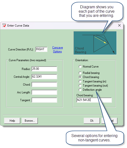 Easy curve data entry