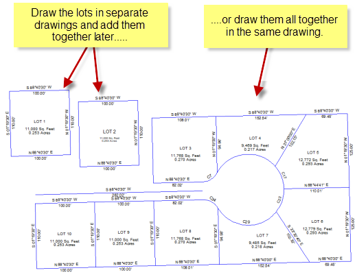 Multiple parcels in the same drawing